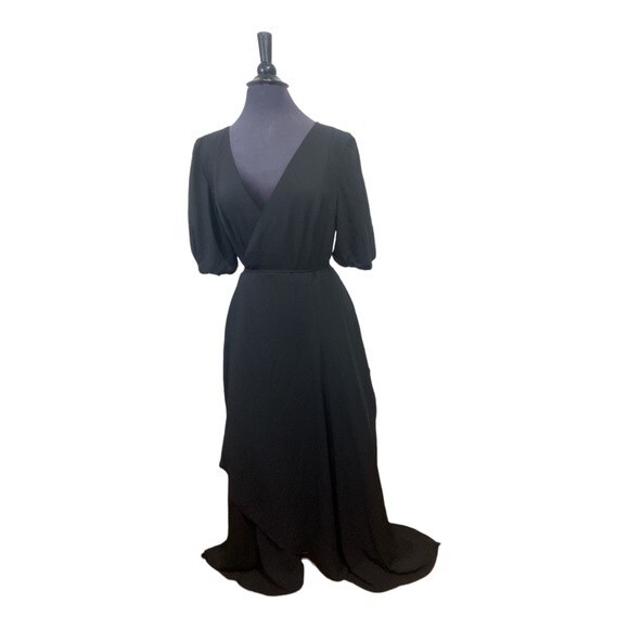 FAME AND PARTNERS V-Neck Georgette Wrap Gown Dress Size 12 - Picture 3 of 9